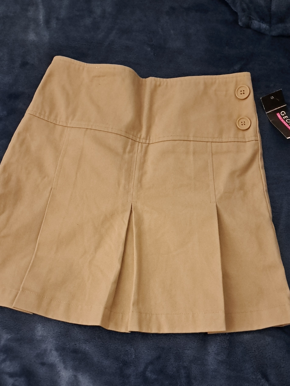 George Khaki Button-Accent Pleated Mini Skirt